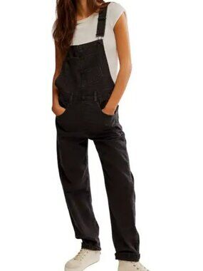 Free People Ziggy Denim Overalls - Mineral Black